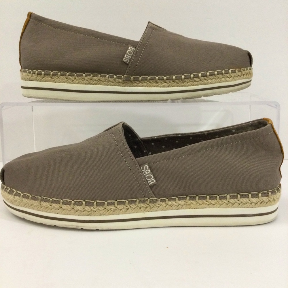 Bobs from Skechers Memory Foam Taupe 9 Textile espadrille flats slip on canvas